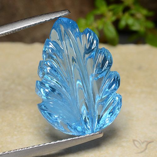 15.17ct Natural Swiss Blue Topaz, Flower Cut, Transparent