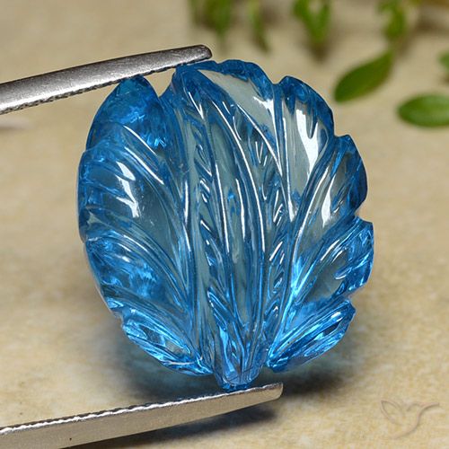 27.42ct Natural Swiss Blue Topaz, Flower Cut, Transparent