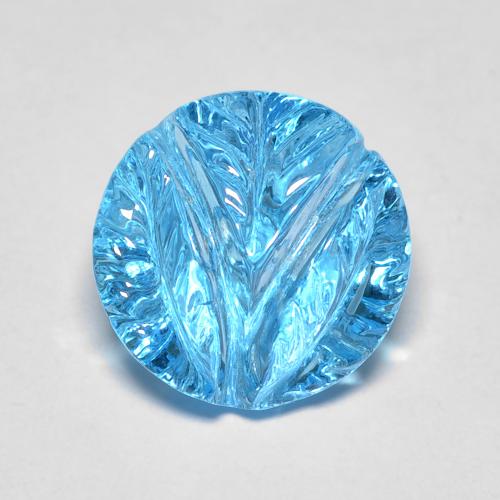 10,4mm blauer Topas im Rund Konkavschliff aus Brasilien, Gewicht 5,71 ct, Garantiert echter Edelstein in Transparent Reinheit, 1 Stück Topas - die Farbe ist Tiefes Azurblau, Mohs-Härte von 8 Geeignet für den täglichen Gebrauch im Schmuck, Der Goldener Stein, Photo A