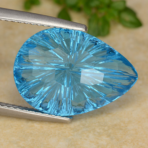 Swiss Blue Topas Edelstein - 10.3ct Pear Concave Fantasy Cut (ID: 485765)