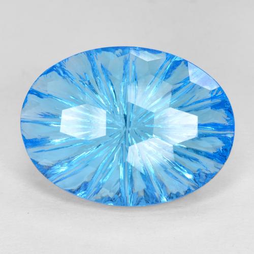 Swiss Blue Topaz Gem - 12.4ct Oval Concave Cut (ID: 485768)