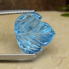 5.41 ct Blue Topaz Stone, Natural Topaz in Carved Leaf Shape for Sale