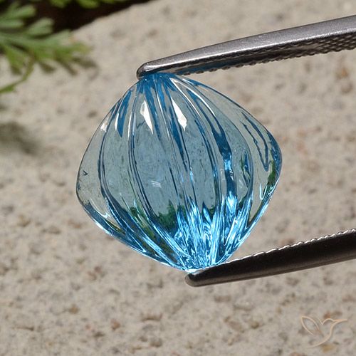 7.48ct Natural Swiss Blue Topaz, Cushion, Transparent