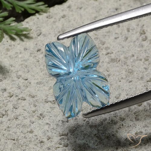 5.72ct Natural Swiss Blue Topaz, Flower Cut, Transparent