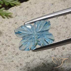5.72 ct Blue Topaz Stone, Natural Topaz in Fantasy Carved Flower Shape for Sale