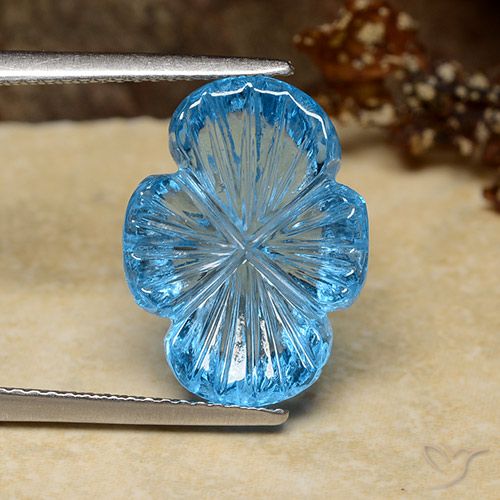 9.28ct Natural Swiss Blue Topaz, Flower Cut, Transparent