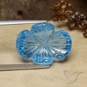 9.28 ct Blue Topaz Stone, Natural Topaz in Carved Flower Shape for Sale
