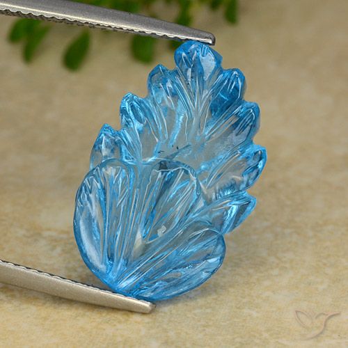 15.58ct Natural Swiss Blue Topaz, Flower Cut, Transparent