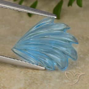 5.99 ct Blue Topaz Stone, Natural Topaz in Fantasy Carved Leaf Shape for Sale