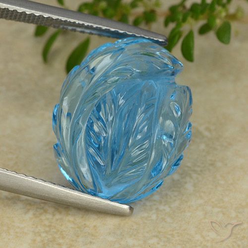 15.14ct Natural Swiss Blue Topaz, Flower Cut, Transparent