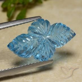 6.61 ct Blue Topaz Stone, Natural Topaz in Carved Leaf Shape for Sale