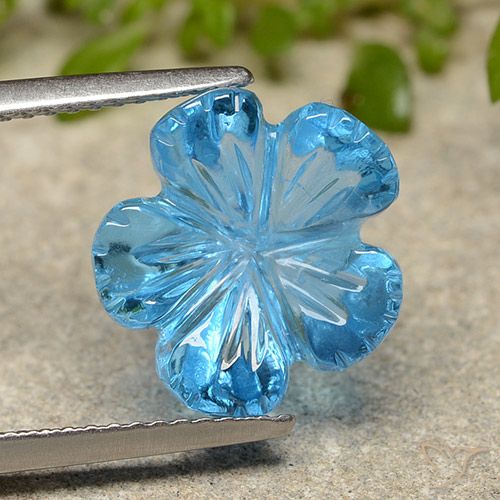 7.59ct Natural Swiss Blue Topaz, Flower Cut, Transparent