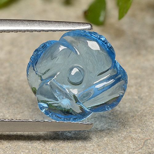 3.93ct Natural Swiss Blue Topaz, Flower Cut, Translucent