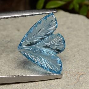 4.24 ct Blue Topaz Stone, Natural Topaz in Carved Flower Shape for Sale