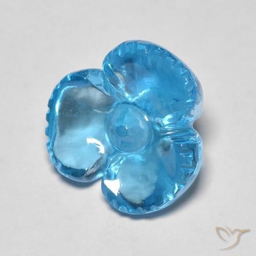 7.54ct Natural Swiss Blue Topaz, Flower Cut, Transparent