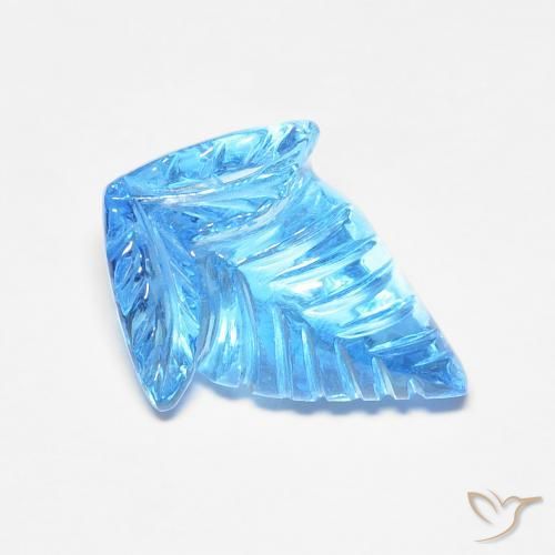 6.93 ct Blue Topaz Stone, Natural Topaz in Carved Leaf Shape for Sale