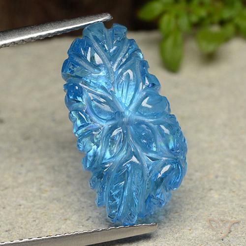 11.53ct Natural Swiss Blue Topaz, Flower Cut, Transparent