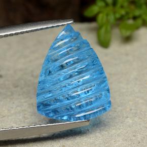 Intense Azure Blue Topaz Gem - 10.3ct Trillion Concave Fantasy Cut (ID: 485949)
