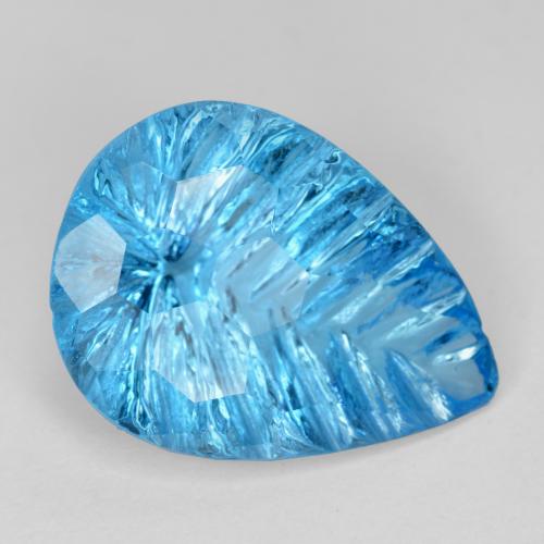 Intense Blue Топаз Камень - 6.5ct Груша Вогнутая Огранка (ID: 485954)