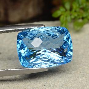 8.6ct Cushion Concave Cut Swiss Blue Topaz Gem for sale 8.6ct Cushion Concave Cut Swiss Blue Topaz Gem (ID: 485955)