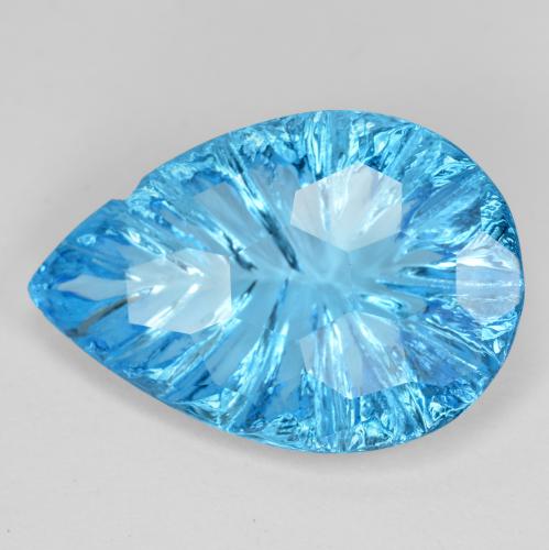 Azul azur intenso Topacio Gema - 10.2ct Pera Corte Cóncavo (ID: 486029)