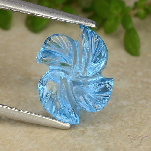 4.11ct Natural Swiss Blue Topaz, Flower Cut, Transparent