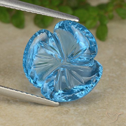 9.51ct Natural Swiss Blue Topaz, Flower Cut, Transparent