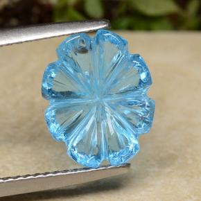 أزرق كثيف توباز حجر كريم - 4.6ct منحوتة وردة (ID: 486057)