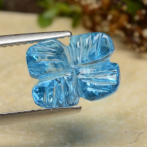 5.81ct Natural Swiss Blue Topaz, Flower Cut, Transparent