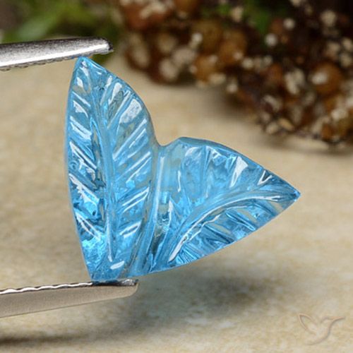 4.41ct Natural Swiss Blue Topaz, Flower Cut, Transparent