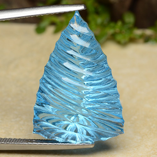 Deep Azure Blue Topaz Gem - 20.9ct Trillion Concave Fantasy Cut (ID: 486089)