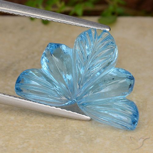 12.06ct Natural Swiss Blue Topaz, Flower Cut, Transparent