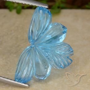 12.06 ct Blue Topaz Stone, Natural Topaz in Fantasy Carved Leaf Shape for Sale