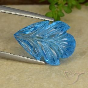 10.37 ct Blue Topaz Stone, Natural Topaz in Carved Flower Shape for Sale