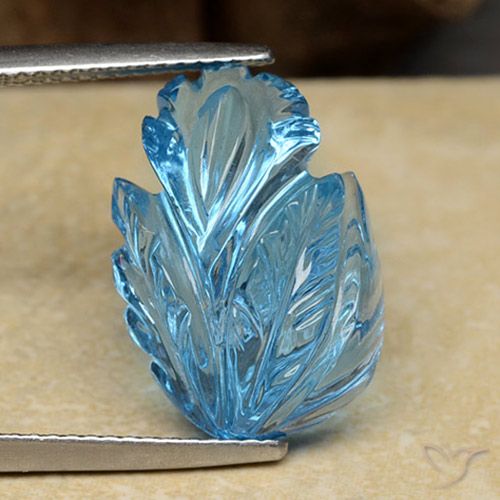 13.62ct Natural Swiss Blue Topaz, Flower Cut, Transparent