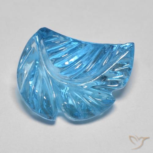 6.27 ct Blue Topaz Stone, Natural Topaz in Carved Leaf Shape for Sale