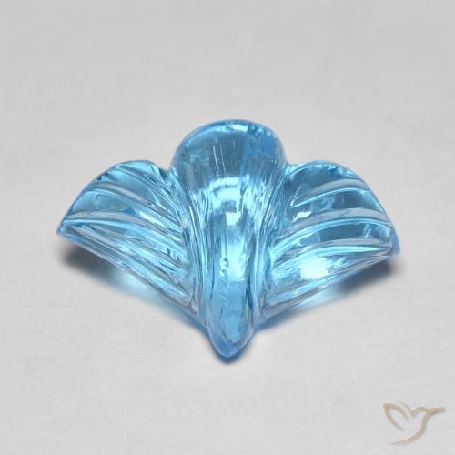 7.30 ct Blue Topaz Stone, Natural Topaz in Carved Flower Shape for Sale