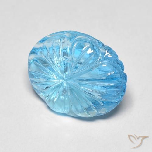 8.37 ct Blue Topaz Stone, Natural Topaz in Carved Oval Shape for Sale