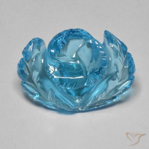 12.78ct Natural Swiss Blue Topaz, Flower Cut, Transparent