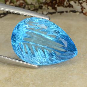 11.5ct Fantasy Carved Leaf Swiss Blue Topaz Gem for sale 11.5ct Fantasy Carved Leaf Swiss Blue Topaz Gem (ID: 486139)