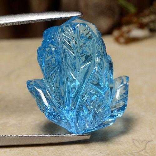 19.85ct Natural Swiss Blue Topaz, Flower Cut, Transparent