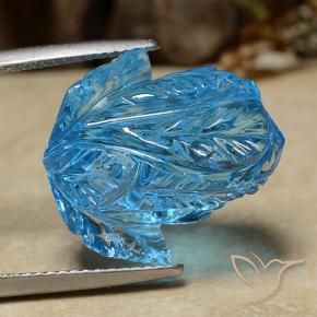 19.85 ct Blue Topaz Stone, Natural Topaz in Fantasy Carved Flower Shape for Sale
