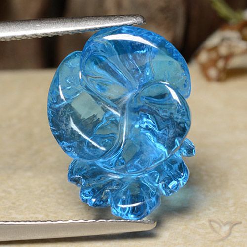 12.28ct Natural Swiss Blue Topaz, Flower Cut, Transparent