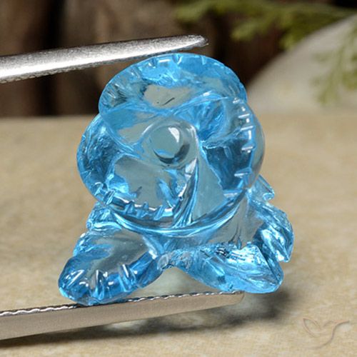 12.63ct Natural Swiss Blue Topaz, Flower Cut, Transparent