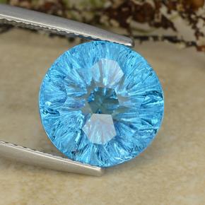 9.9ct Round Concave Fantasy Cut Swiss Blue Topaz Gem for sale 9.9ct Round Concave Fantasy Cut Swiss Blue Topaz Gem (ID: 486154)
