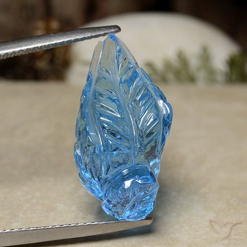16.08ct Natural Sky Blue Topaz, Flower Cut, Transparent