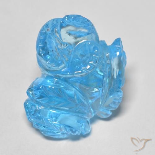 18.66ct Natural Swiss Blue Topaz, Flower Cut, Transparent