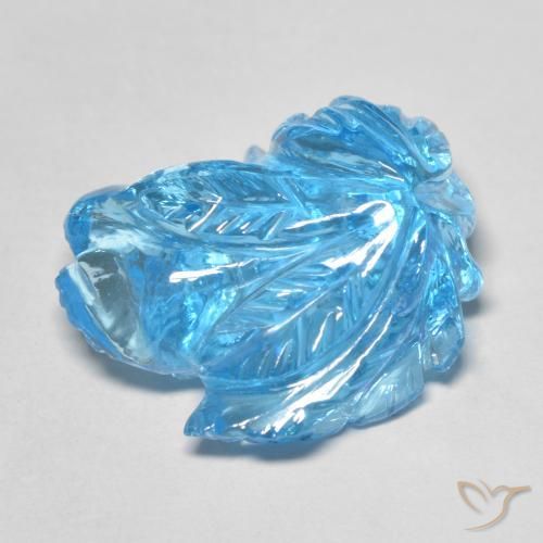 18.66 ct Blue Topaz Stone, Natural Topaz in Carved Flower Shape for Sale