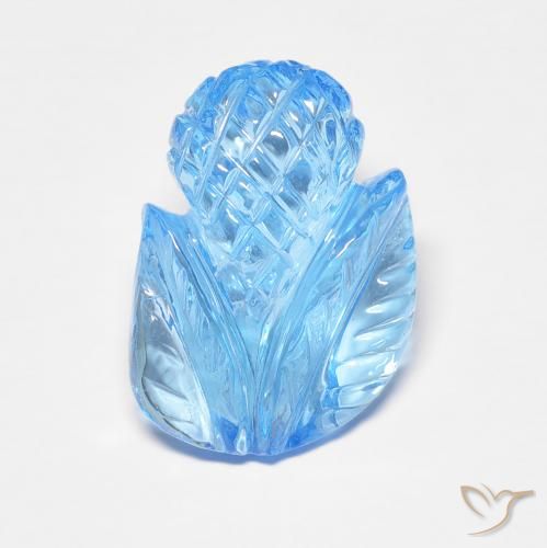 7.44ct Natural Sky Blue Topaz, Flower Cut, Transparent