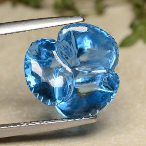 Deep Azure Blue Топаз Камень - 10.7ct Фигурка Цветок (ID: 486258)